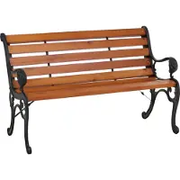 Mendler Gartenbank MCW-O25, Sitzbank Parkbank Holzbank 2-Sitzer, Gusseisen Holz Kiefer, 132cm teak