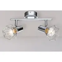Meine Wunschleuchte Industrial LED Deckenstrahler mit Drahtgestell Lampenschirme, 2 flammig Silber