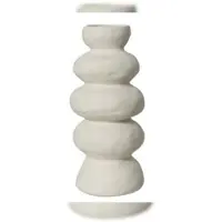 Décoris Skulpturale Vase 30x13,5cm Steingut Tischvase matte Oberfläche Blumenvase Dekovase Steinturm Design Keramikvase Modern Weiß