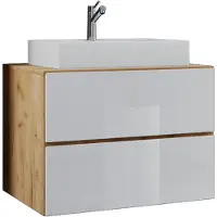 VCM 2-tlg. Waschplatz Waschtisch | Waschbecken Unterschrank Breite 80 cm | Badmöbel Set mit Schubladen | Lendas