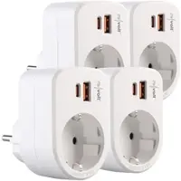 Revolt 4er-Set 3in1-Steckdose, USB-C mit PD 20 W, USB-A mit QC 3.0 15 W, 230V