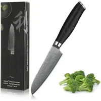 Wakoli Mikata Damast Kleines Santokumesser Klingenlänge 12 cm mit Griff aus Micarta
