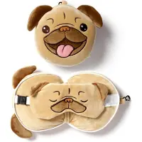 Relaxeazzz Schlafmaske Reisekissen für Kinder Plüsch Mopps der Mops Relaxeazzz