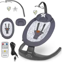 Lionelo Ralf 2in1 Babywippe + Liegestuhl, Fernbedienung, 12 Melodien, zwei Schaukelrichtungen, 5 Schaukelgeschwindigkeiten, Sperrung - Weiße