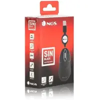 NGS SIN, Beidhändig, Optisch, USB Typ-A, 1000 DPI, Schwarz