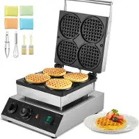 Vevor kommerzielles Waffeleisen Waffelmaschine 1750 W antihaftbeschichtetes belgisches Waffeleisen aus Edelstahl mit Temperatur- und Zeitregelung