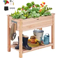 Vevor Hochbeet Holz Pflanzkübel mit Ablage Blumenkasten 75kg Tragfähigkeit Garten Pflanzkasten Terrassen Gemüsebeet Gartenbeet Pflanzbeet 86x46x76cm ideal für den Anbau von Gemüse Obst Kräutern