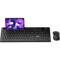 MARVO KC411W Kabelloses Tastatur- & Maus-Set | Englisches QWERTY-Layout | 2.4G | Leise & Ergonomisch