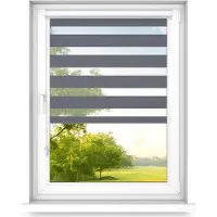 Time4blinds - Doppelrollo ohne Bohren - Zebra Rollos für Fenster und Türen - Stahl, 1300x1800, Links