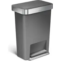 Simplehuman Rechteckiger Abfalleimer - Kunststoff - 45L - Grau -
