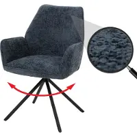 Mendler Esszimmerstuhl MCW-G67, Küchenstuhl Stuhl mit Armlehne, drehbar Auto-Position, Chenille MVG dunkelblau