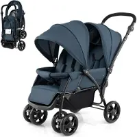 Northix Faltbarer Zwillingskinderwagen, verstellbare Rückenlehne, Tragkraft 30 kg