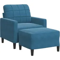 Syfax Sessel mit Hocker Blau 60 cm Samt
