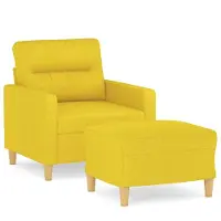 Syfax Sessel mit Hocker Hellgelb 60 cm Stoff
