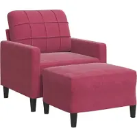 Syfax Sessel mit Hocker Weinrot 60 cm Samt