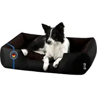 BedDog Hundebett LUPI Hundesofa Hundekissen waschbar,BLACK-FIELD (schwarz/braun),(XL) ca. 100x85x23cm