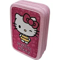 Northix Hello Kitty Dreifach-Federmäppchen für Schule, Büro oder Reisen