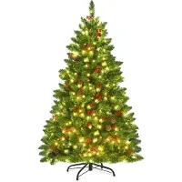 Northix 135 cm hoher künstlicher Weihnachtsbaum mit LED-Beleuchtung und Metallständer