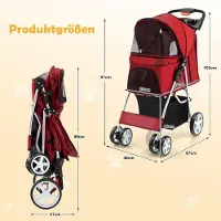 Northix Faltbarer Haustierbuggy mit Stauraum, Netzfenstern, Rot