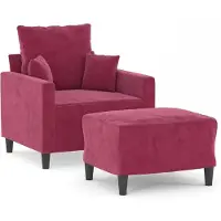 Syfax Sessel mit Hocker Weinrot 60 cm Samt