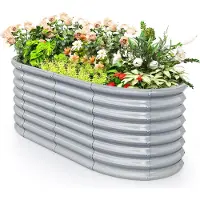 Northix Ovales Hochbeet aus Metall, offener Boden, 165 x 80 x 60 cm