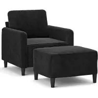 Syfax Sessel mit Hocker Schwarz 60 cm Samt
