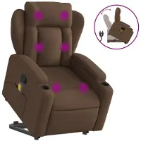 Syfax Massagesessel mit Aufstehhilfe Braun Stoff