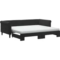Syfax Tagesbett Ausziehbar mit Matratzen Schwarz 90x200 cm Samt