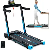 Thunder RACE-BLACK Laufband 14 km/h klappbar Walking Pad 2 PS bis 130 kg LED Bluetooth App Heimtrainer