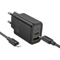 Hoco Handy-Ladegerät USB A + USB C QC3.0 PD 3A 20W + Kabel USB C auf USB C N61 schwarz
