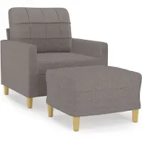 vidaXL Sessel mit Hocker Taupe 60 cm Stoff
