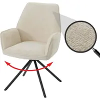 Mendler Esszimmerstuhl MCW-G67, Küchenstuhl Stuhl mit Armlehne, drehbar Auto-Position, Chenille MVG creme