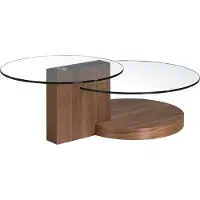 ANGEL CERDA SL Angel Cerdá Runder Couchtisch aus gehärtetem Glas und Nussbaumholz 2019