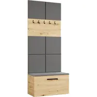 AX Living GARDEROBENSCHRANK Rosanno I Eiche Artisan 80,6/204/40 cm – Modern, mit Kleiderhaken