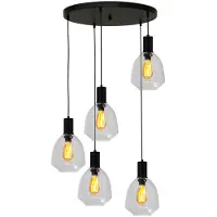 Masterlight Pendelleuchte Porto 5-flammig Glas Transparent Ø60cm