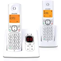 Alcatel F530, DECT-Telefon, Kabelloses Mobilteil, Freisprecheinrichtung, 50 Eintragungen, Anrufer-Identifikation, Grau, Weiß