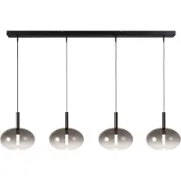 Masterlight Lido LED-Pendelleuchte 4-flammig-Glas Rauch oval-Schwarz matt