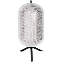 Steinhauer Tischlampe Geripu 3841ZW, Ø 15 cm, gerippter Kunststoff mit LED-Modul – Transparent/Schwarz – Design –