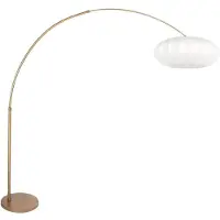 Steinhauer Bogenlampe Sparkled Light bronze mit weißem Kugelschirm Ø 45cm