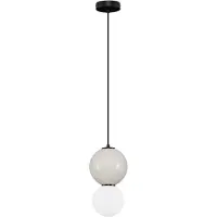 Nova Luce LED Pendelleuchte Noesis 6W warmweiss 3000K Hellgrau Schwarz Opal Glas Metall Ø18cm 9009194