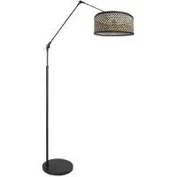 Steinhauer Verstellbare Stehleuchte Prestige Chic schwarz mit Bambusschirm