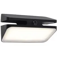 Lutec LED-Solar-Außenwandlampe AERO, schwarz, 21 cm, Sensor, IP54 AERO, schwarz, Aluminium, Modern, Wandleuchte außen