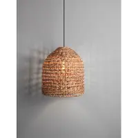 Nova Luce Pendelleuchte Bola E27 Schwarz Beige Textil Rattan Ø40cm 9586525