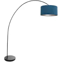 Mexlite Stehlampe - schwarz - Solva - metall textil - bogenlampe - E27 - 3900ZW -