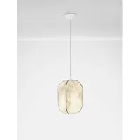 Nova Luce Pendelleuchte Pierida E27 Weiß Metall Seide Ø30cm 9620164
