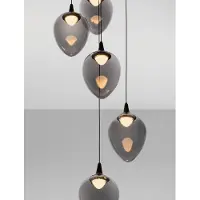 Nova Luce LED Pendelleuchte Nali dimmbar 30W warmweiss 3000K Rauchgrau Schwarz Glas Metall Ø35cm 9416975