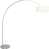 Steinhauer Stehleuchte Sparkled Light 1-flammig Stahl Matt/ Leinen Weiß 125-166x34cm