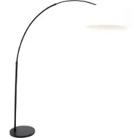 Steinhauer Stehleuchte Sparkled Light 1-flammig Schwarz Matt/ Leinen Weiß 125-166x34cm