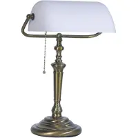 Steinhauer - Klassisch I Antik Tischleuchte I Tischlampe I Lampe I Leuchte Ancilla 1 bronze mit weiß I Wohnzimmer I Schlafzimmer I Bankerleuchte - Metall Kugel I Kugelförmig - LED geeignet E27