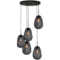 Masterlight Vide-Hängelampe Lava 5x Rauchglas Ø 22,5cm